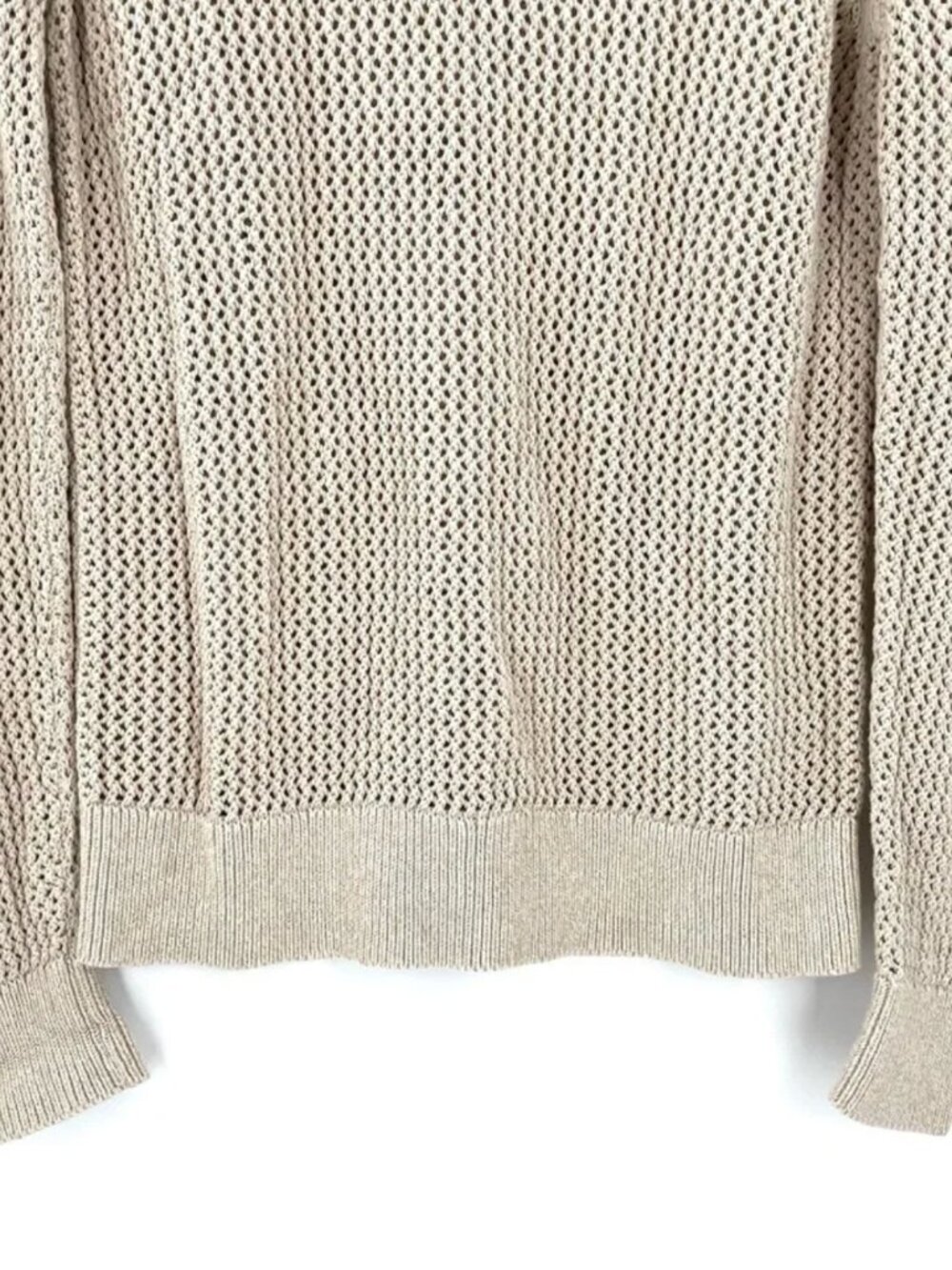 Everlane Open Knit Crochet Sweater Size M Beige Crewneck Long Sleeve Cotton Sz M - Picture 8 of 11